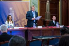 A konferencia első részének levezető elnöke dr. Stumpf István professzor volt (A képek forrása: Legfőbb Ügyészség)